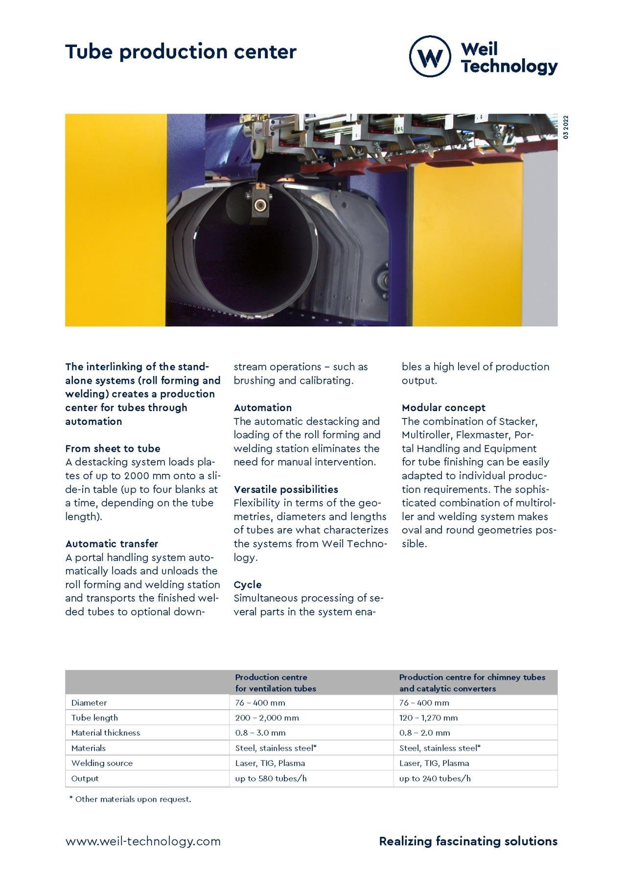 Onepager tube production center english