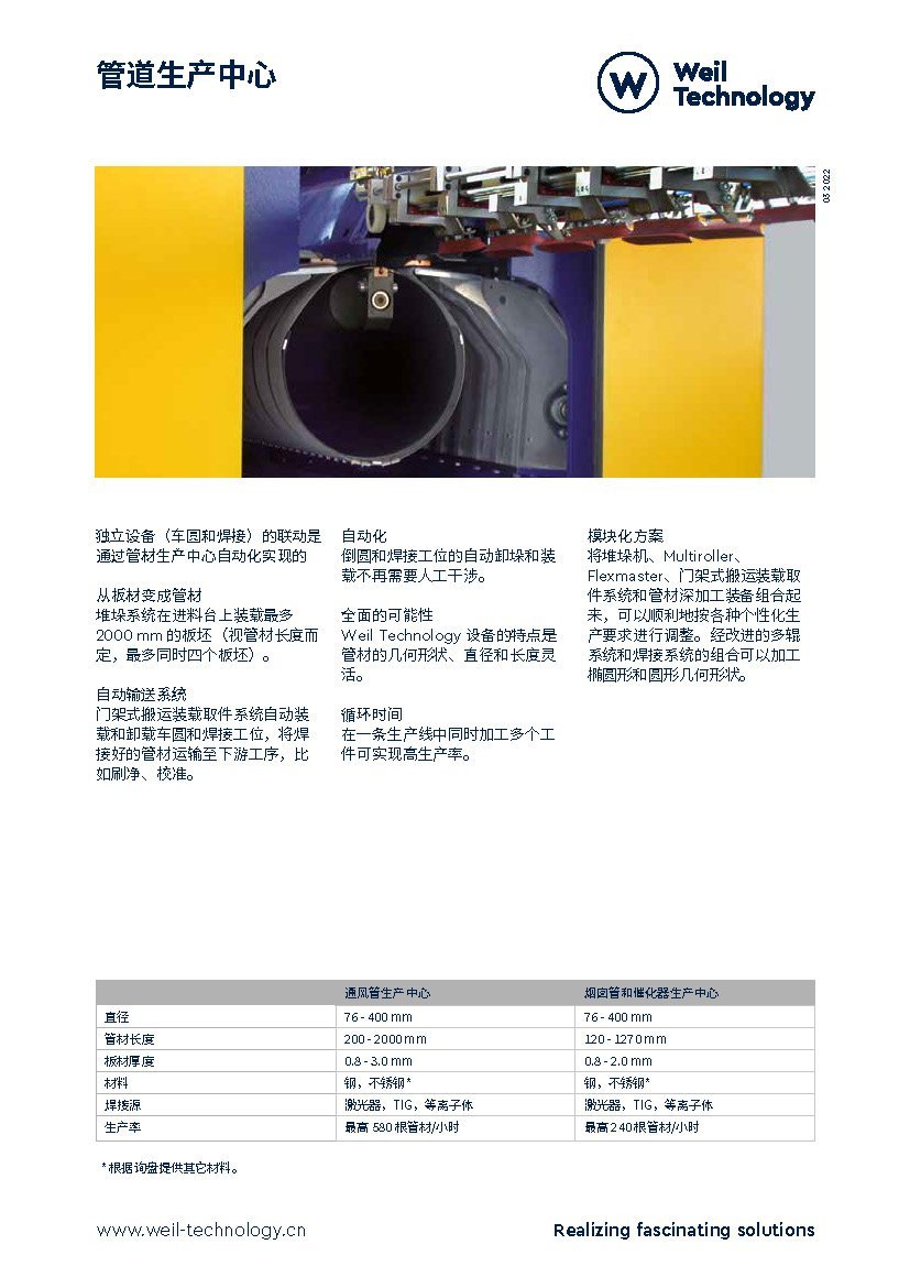 Onepager tube production center chinese